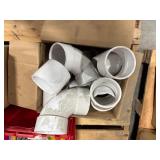 Pallet of Hardware, PVC Couplers, threaded rods, machine screws, and more