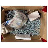 Pallet of Hardware, PVC Couplers, threaded rods, machine screws, and more