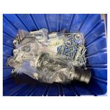 Pallet of Hardware, PVC Couplers, threaded rods, machine screws, and more