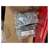 Pallet of Hardware, PVC Couplers, threaded rods, machine screws, and more