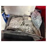 Pallet of Hardware, PVC Couplers, threaded rods, machine screws, and more