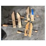 Rockler Wood hand screw clamps, Tool Shop Wood hand screw clamps, Bessey F-style clamps