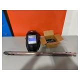 Miller welding helmet, hex keys, Radnor carbon steel TIG rods, 5/16"x3ft weld rods