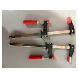 Bessey F-style clamps, Mitre Gauge, RZX rivet nut tool, grout floats, mortar trowel, Kreg clamp, Milwaukee clamp