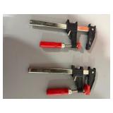 Bessey F-style clamps, Mitre Gauge, RZX rivet nut tool, grout floats, mortar trowel, Kreg clamp, Milwaukee clamp