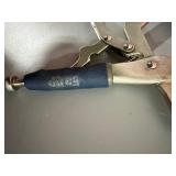 Bessey F-style clamps, Mitre Gauge, RZX rivet nut tool, grout floats, mortar trowel, Kreg clamp, Milwaukee clamp