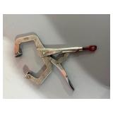 Bessey F-style clamps, Mitre Gauge, RZX rivet nut tool, grout floats, mortar trowel, Kreg clamp, Milwaukee clamp