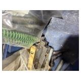 Pallet:metal shelves, copper adapters, steel wire, leveling feet, springs, hydraulic hose, oil catcher, tool box, 1/2" ball valve