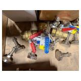 Pallet:metal shelves, copper adapters, steel wire, leveling feet, springs, hydraulic hose, oil catcher, tool box, 1/2" ball valve