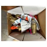 Pallet:metal shelves, copper adapters, steel wire, leveling feet, springs, hydraulic hose, oil catcher, tool box, 1/2" ball valve