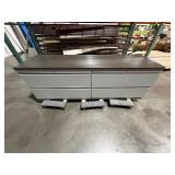 Side--by-side horizontal 2-drawer Filing cabinet under a one piece countertop L 7’ x H 28” x D 23 ½”