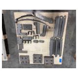 Flat bar braces, leaf springs, steel L-shaped brackets, steel slotted plates