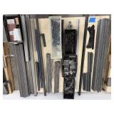 Steel tubes, bolts, steel angle bars, dowel pins, shelf brackets, u-shape brackets, figure-8 bracket