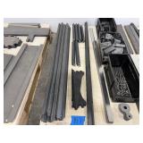 Steel tubes, bolts, steel angle bars, dowel pins, shelf brackets, u-shape brackets, figure-8 bracket