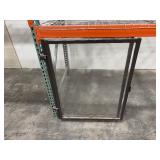 Pallet racking with glass doors on the lowest level.  Measures 273" L x 48" D x 166" H