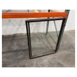 Pallet racking with glass doors on the lowest level.  Measures 273" L x 48" D x 166" H