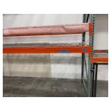 Pallet racking with glass doors on the lowest level.  Measures 273" L x 48" D x 166" H