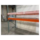 Pallet racking with glass doors on the lowest level.  Measures 273" L x 48" D x 166" H