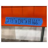 Pallet racking with glass doors on the lowest level.  Measures 273" L x 48" D x 166" H