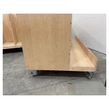 Rolling wood cart with dividers L 74” x H 34” x D 33”