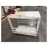 Mobile workbench with adjustable side slats Measures 43" x 24". Wilton vice grip