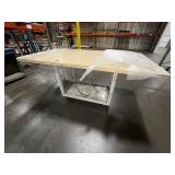 Workspace (78” x 42”) on mobile metal open-sided cart with lower shelf for storage