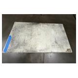 Mobile workbench with open sides and a middle and lower shelf. 43” x 24"