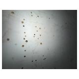 Steel base w/laminated 4x8 top: bottom has one side open, one side retrofitted w/drawers & 2-door cabinet