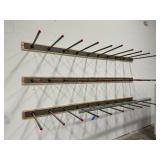 (3) 10’ long wall mounted straight bar pegs