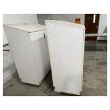 (2) White Cabinets with sloped tops 46 W x 24D x 57H