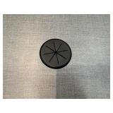 Conference table with four U-shaped metal leg supports.