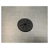 Conference table with four U-shaped metal leg supports.