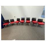 (15) SitOnIt Seating Achieve office side chair, silver frame, black plastic back, red seat