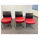 (15) SitOnIt Seating Achieve office side chair, silver frame, black plastic back, red seat