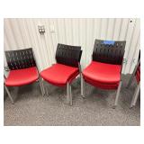 (15) SitOnIt Seating Achieve office side chair, silver frame, black plastic back, red seat
