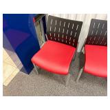 (15) SitOnIt Seating Achieve office side chair, silver frame, black plastic back, red seat