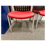 (15) SitOnIt Seating Achieve office side chair, silver frame, black plastic back, red seat