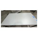 2 task tables laminated tops and black metal frames. Measurements 60" x 30" x 34" and 60" x 30" x 39"