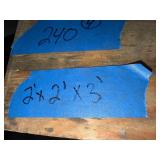 (3) work benches, metal w/wood top, all-wood table, black metal cart on casters. (1)stool w/metal frame