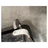 (3) work benches, metal w/wood top, all-wood table, black metal cart on casters. (1)stool w/metal frame