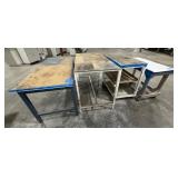 (2) workspace on carts with locking casters; (2) workspace tables with metal legs