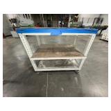 (2) workspace on carts with locking casters; (2) workspace tables with metal legs