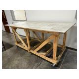 Workbench with laminated top - on castors