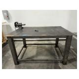 2 Metal work benches measure 44" x 34" x 33" and 69" x 48" x 38", ProGrade vice grip included
