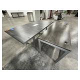 Conference table w/inset technical port; Workspace table with modesty panel & cable grommets