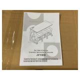 COSTWAY 4-Piece Farmhouse Bar Table Set with Power Outlet, Counter Height Dining Table Set w/ 3 Upholstered Stools, Wood Console Table Set Bistro Table Set for Kitchen, Dining Room, Living Room