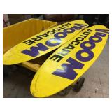 2 Pc VROOM-AUTOCARE Metal Signs 90" x 21 1/2"