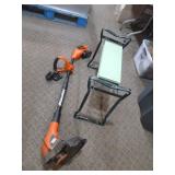 Weed Trimmer and Portable Bench