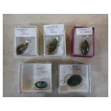 5 Labradorite Pendants Set in .925 Sterling Silver