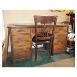 Antique desk with key and chair